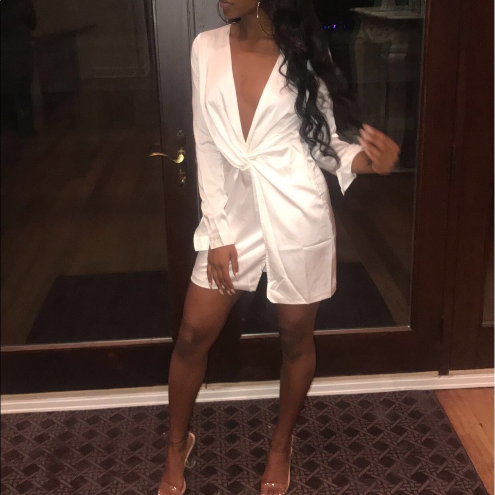 Kylie Jenner white mini dress